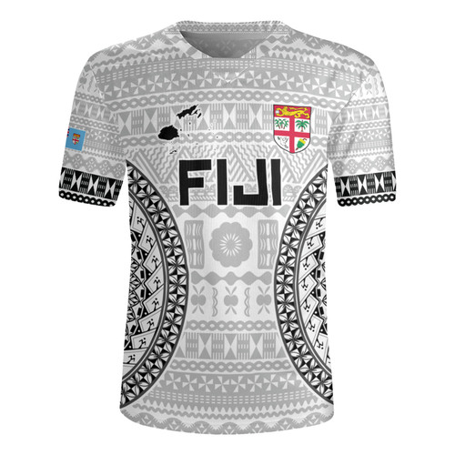 Fiji Custom Personalised Rugby Jersey Seal With Map Fijian Tapa Patterns