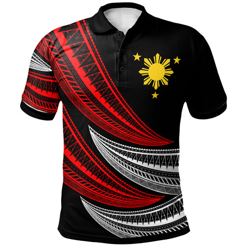 Philippines Filipinos Custom Personalised Polo Shirt - Wave Pattern Alternating RED1