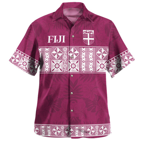 Fiji Hawaiian Shirt Custom Traditional Fijian Masi Pink Color