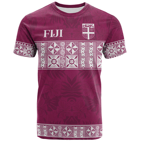 Fiji T-Shirt Custom Traditional Fijian Masi Pink Color