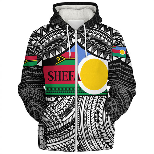 Vanuatu Sherpa Hoodie - Custom Shefa Tribal Pattern Mix Flag