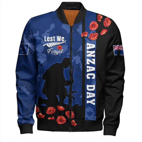 New Zealand Bomber Jacket Anzac Day Lest We Forget Military Camouflage Simple Style