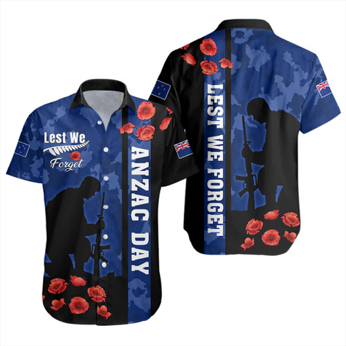 New Zealand Short Sleeve Shirt Anzac Day Lest We Forget Military Camouflage Simple Style