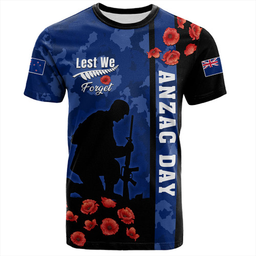 New Zealand T-Shirt Anzac Day Lest We Forget Military Camouflage Simple Style