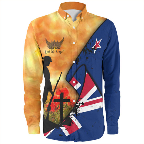 New Zealand Long Sleeve Shirt Anzac Day Flag Lest We Forget
