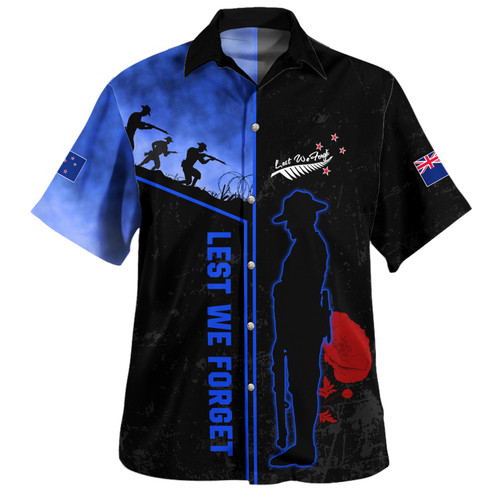 New Zealand Hawaiian Shirt Anzac Day Lest We Forget Poppy Flower Symbol