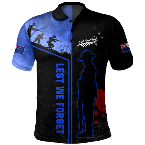 New Zealand Polo Shirt Anzac Day Lest We Forget Poppy Flower Symbol