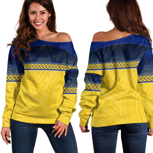 Micronesian Culture Tribal Patterns Special Design Off Shoulder Sweatshirt