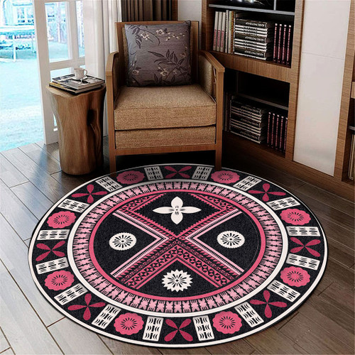 Fiji Round Rug Bula Masi Pink