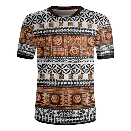 Fiji Rugby Jersey Fijian Tapa Pattens Brown Color Vintage Design