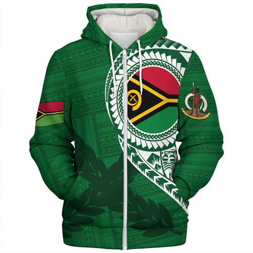 Vanuatu Sherpa Hoodie Tribal Melanesia Leaf