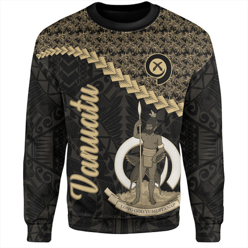 Vanuatu Sweatshirt Custom Melanesia Tribal Golden Coconut
