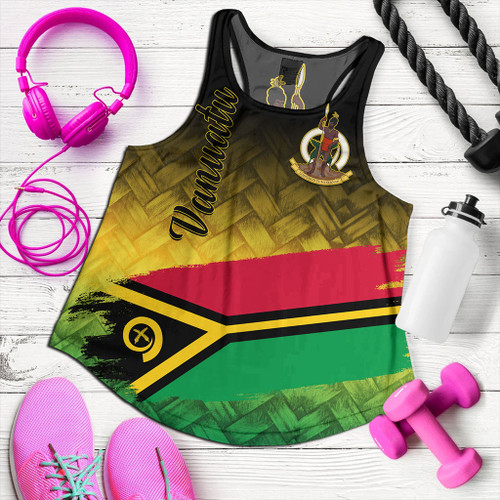 Vanuatu Women Tank Flag Lauhala Style