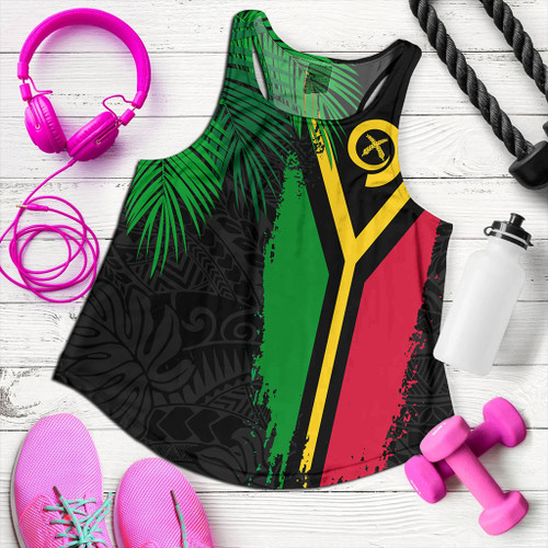 Vanuatu Women Tank Special Fabric Leaves