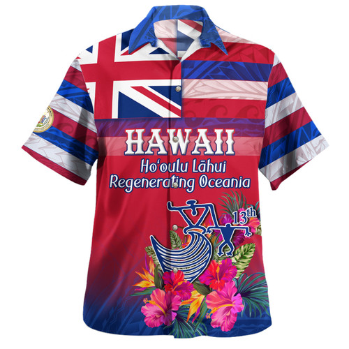 Hawaii Hawaiian Shirt Regenerating Oceania Hawaii Flag With Traditional Patterns