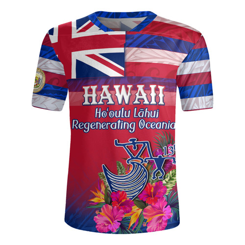 Hawaii Rugby Jersey Regenerating Oceania Hawaii Flag With Traditional Patterns
