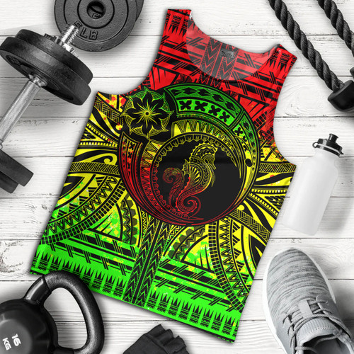 Hawaii Tank Top Custom Seahorse Polynesian Tattoo Reggae