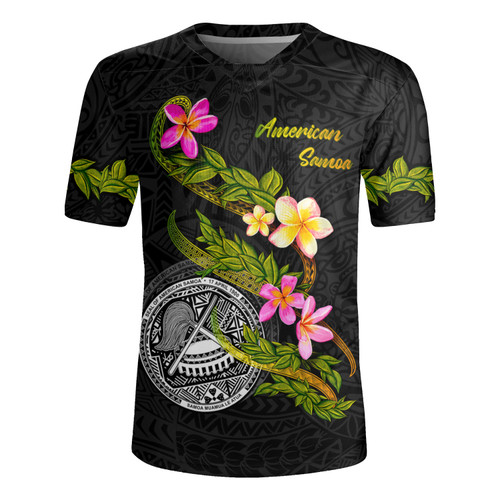American Samoa Rugby Jersey Custom Plumeria Tribal