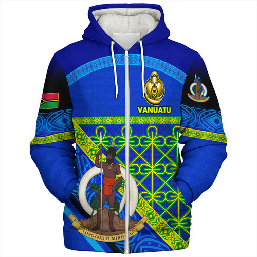 Vanuatu Sherpa Hoodie Coat Of Arms Mutis En Atan Vanuatu Cultural