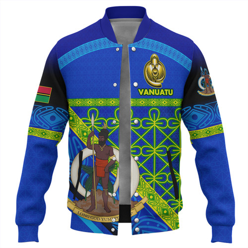 Vanuatu Baseball Jacket Coat Of Arms Mutis En Atan Vanuatu Cultural