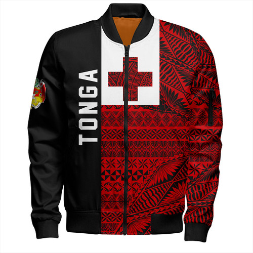 Tonga Bomber Jacket Flag Ngatu Pattern Style