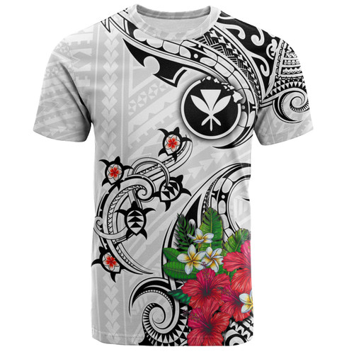 Hawaii T-Shirt Turtle Polynesian Tribal Tropical Flowers