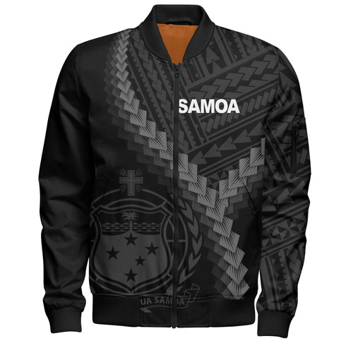 Samoa Bomber Jacket Samoa Coat Of Arms With Polynesian Tattoo Style