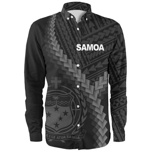Samoa Long Sleeve Shirt Samoa Coat Of Arms With Polynesian Tattoo Style