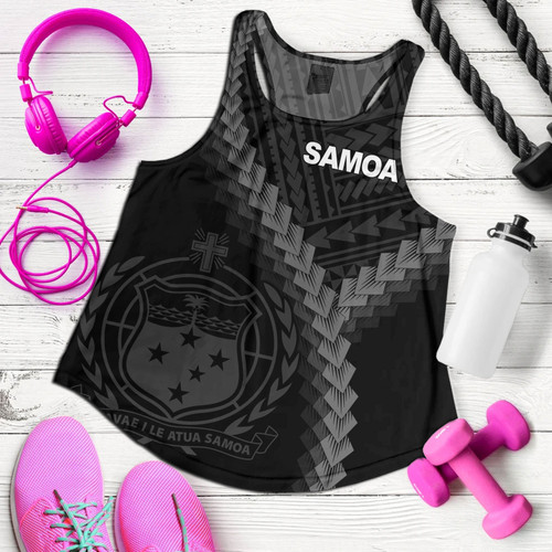 Samoa Women Tank Samoa Coat Of Arms With Polynesian Tattoo Style