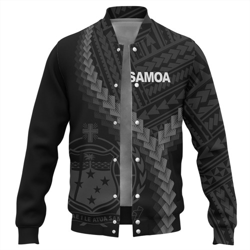 Samoa Baseball Jacket Samoa Coat Of Arms With Polynesian Tattoo Style