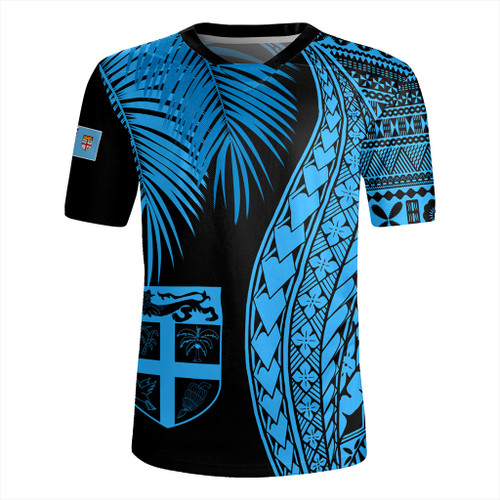Fiji Rugby Jersey Traditional Tattoo Style Leaf