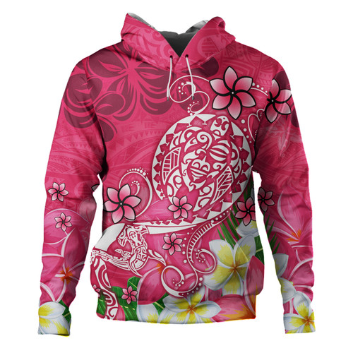 Polynesian Hoodie Turtle Plumeria Pink Color