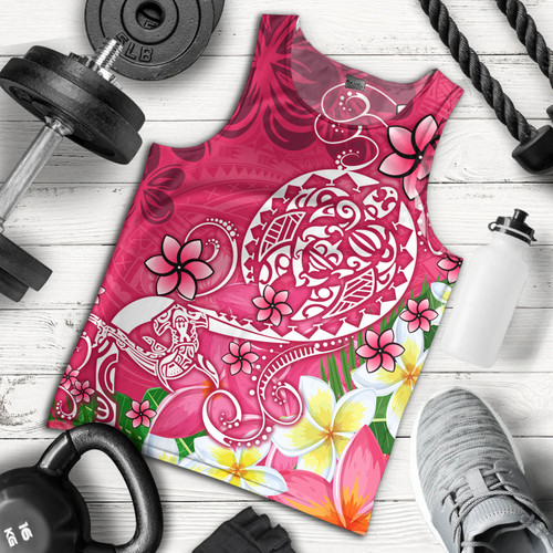 Polynesian Tank Top Polynesian Turtle Plumeria Pink Color