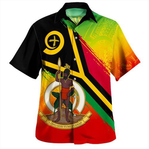 Vanuatu Hawaiian Shirt Tribal Pattern Flag Grunge