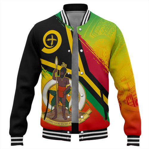 Vanuatu Baseball Jacket Tribal Pattern Flag Grunge