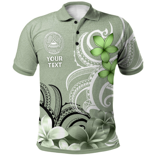 American Samoa Polo Shirt Custom Personalised Floral Spirit Sage Green1