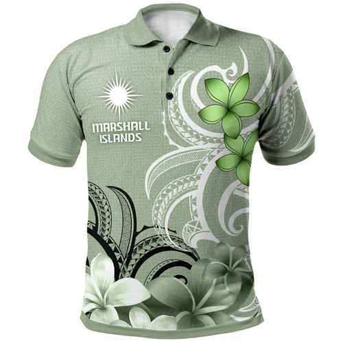 Marshall Islands Polo Shirt Custom Personalised Floral Spirit Sage Green1