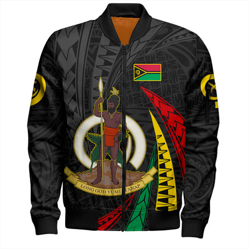 Vanuatu Bomber Jacket Melanesian Tribal Wave