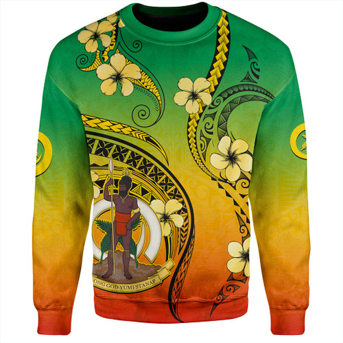Vanuatu Sweatshirt Melanesian Style Plumeria Flower
