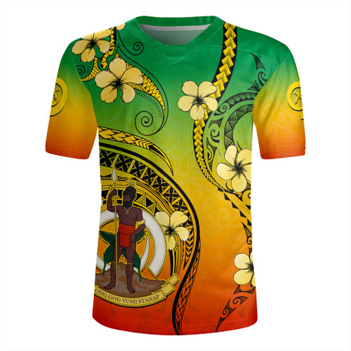 Vanuatu Rugby Jersey Melanesian Style Plumeria Flower