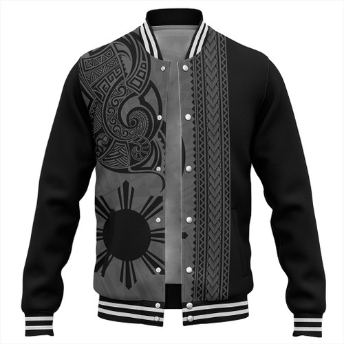 Philippines Filipinos Baseball Jacket Polynesia Tribal Tattoo Grey
