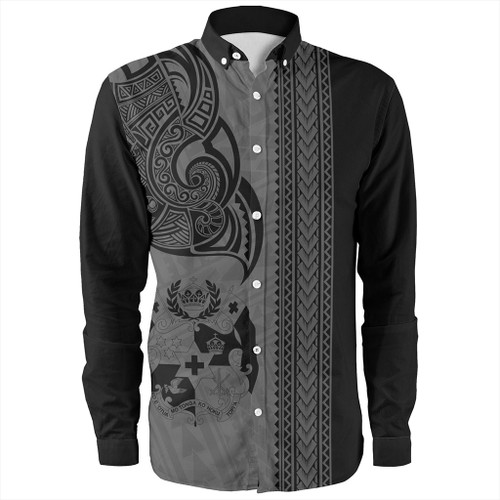 Tonga Long Sleeve Shirt Polynesia Tribal Tattoo Grey