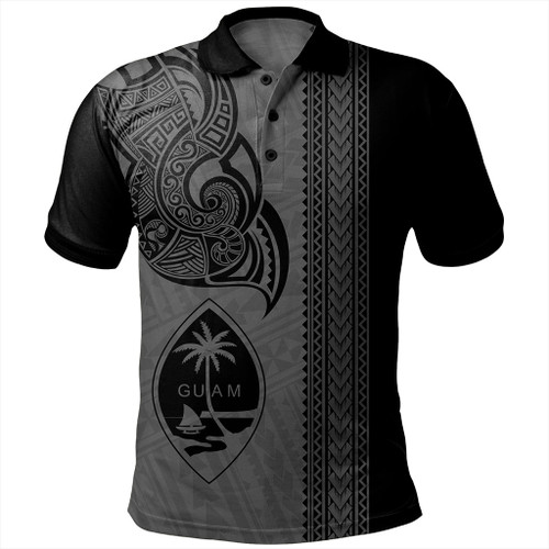 Guam Polo Shirt Polynesia Tribal Tattoo Grey