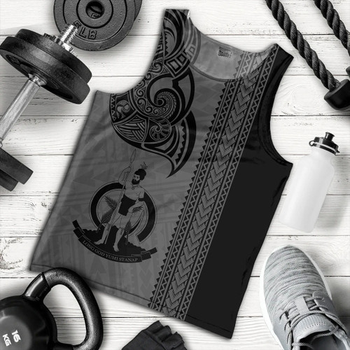 Vanuatu Tank Top Polynesia Tribal Tattoo Grey