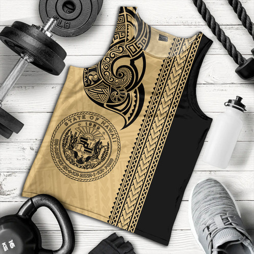 Hawaii Tank Top Polynesia Tribal Tattoo Gold