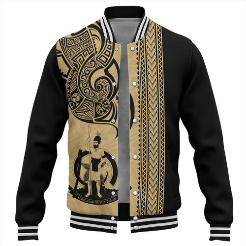 Vanuatu Baseball Jacket Polynesia Tribal Tattoo Gold
