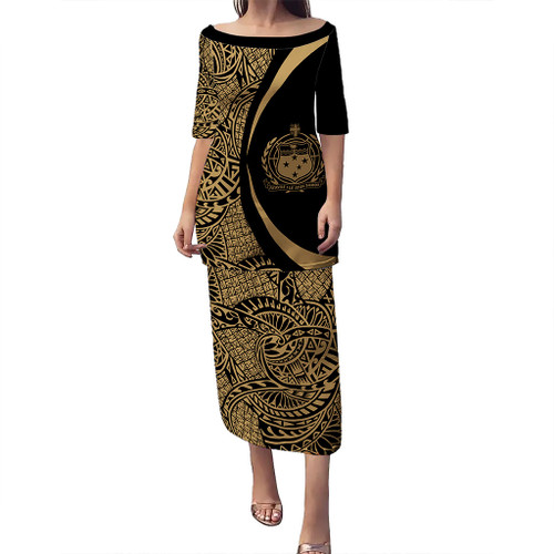 Samoa Puletasi Coat Of Arms Lauhala Circle Style