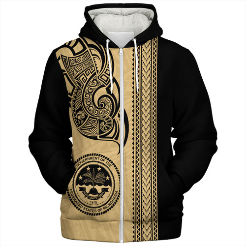Federated States Of Micronesia Sherpa Hoodie Polynesia Coat Of Arms Tribal Tattoo