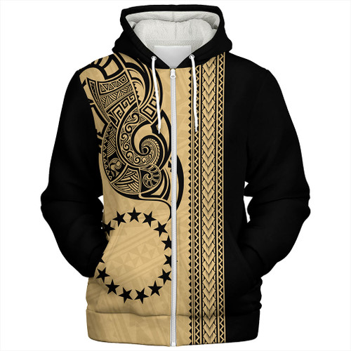 Cook Islands Sherpa Hoodie Polynesian Coat Of Arms Tribal Tattoo