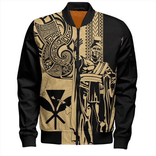 Hawaii Bomber Jacket Polynesian Tribal Tattoo King Kamehameha